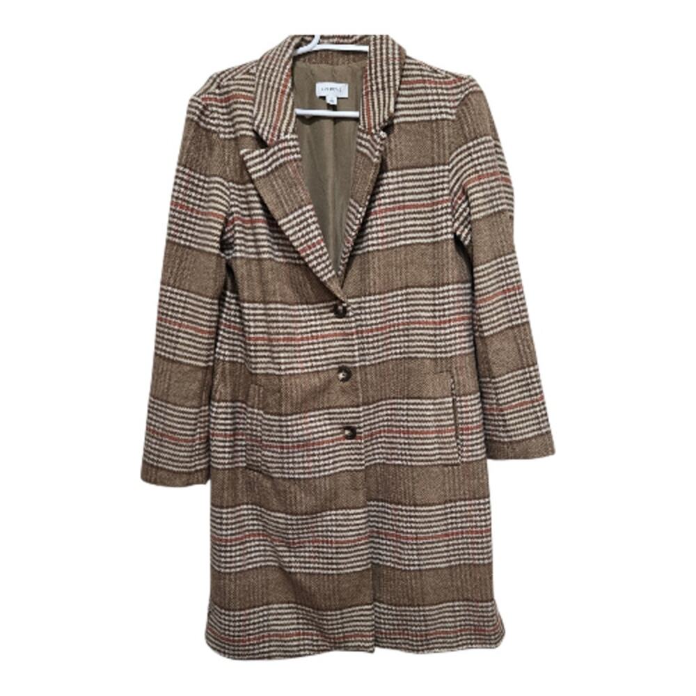 Evereve Striped Wool Blend Longline Coat Small
